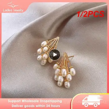1/2PCS Elegantiški išskirtinio komplekso perlų auskarai Unikalus prancūziško stiliaus aukštos kokybės mados aksesuarai retro