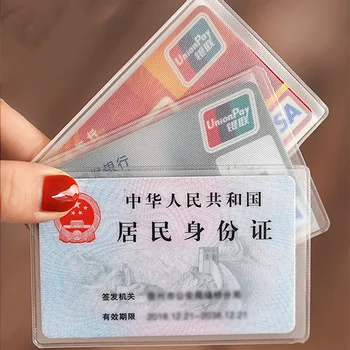 1/5/10PCS Skaidrus kortelių dangtelio apsauginis laikiklis PVC vandeniui atsparus kreditinis ID vizitinės kortelės apsaugos dokumentas ID ženklelio dėklas