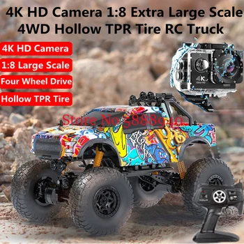 1:8 Didelis 4K HD fotoaparatas 4WD nuotolinio valdymo pultas visureigis 46CM smūgių sugėrimo LED apšvietimas visureigis RC sunkvežimio modelis