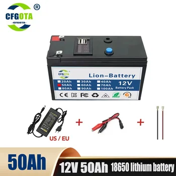 12V baterija 100Ah 18650 ličio baterijų paketas įkraunama baterija saulės energijos elektromobilio baterijai + 12.6v3A įkroviklis