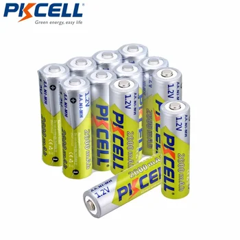12vnt/lot Pkcell 2600mAh AA Ni-Mh įkraunama baterija 1.2V NiMh Aa baterijos su 1000 ciklų LED žibintuvėliui