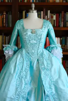 18th Century Blue Queen Marie Antoinette Rococo Barokinė suknelė Kostiumas Viktorijos laikų karališkoji kunigaikštienė Cosplay Sack Back Dress Ball Gown