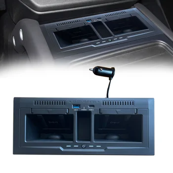 1pc Automobilio belaidžio greito įkroviklio dėklo įkrovimo kilimėlis Juoda-ABS kompiuteris Land Rover For Defender 90 110 2020-2023 9-16V automobilio elektronika