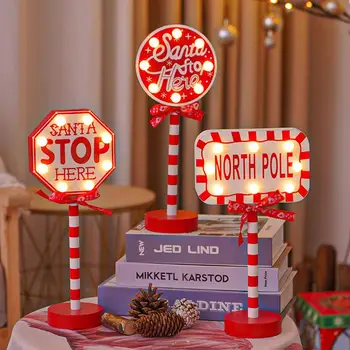 2023 Kalėdų Noelio dekoravimo stop laiškas Mediniai ženklai Naktinė šviesa Navidad dovana Kalėdų papuošalas Namų reikmenys