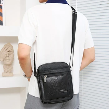 2023 Naujas PU vyrų vienspalvis užtrauktukas crossbody krepšys mados dizaineris lauko kelionių reguliuojamas pečių dirželis vyriškas krepšys