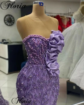 2023 Naujos violetinės perlų prom suknelės Undinėlė be rankovių kristalų kokteilinės suknelės Gimtadienio suknelės moterims Vestidos De Noche