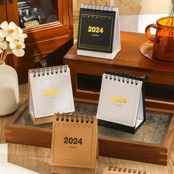 2024 Stalo kalendorius Kraft popierius Vientisa kalendoriaus knyga Metinis tikslų sąrašas Mėnesio savaitės dienos planavimo priemonės laikas Valdymas Biuro reikmenys