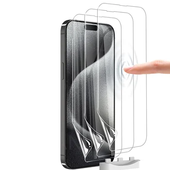 3 Pack minkšta hidrogelio plėvelės ekrano apsauga, skirta iPhone 15 Pro Max/iPhone 15 Plus TPU plėvelė, skirta iPhone 13 14 15 Pro Max (BE stiklo)