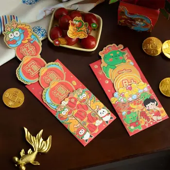 3Pcs/set Laimingas pinigų maišelis Kinų drakonas Raudonas vokas Kinų Naujųjų metų dekoracijos Pinigų pakavimas Kišeninis kinų laimingas pinigų krepšys
