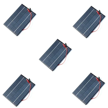 5X 4.2W 18V saulės elementų polikristalinis saulės skydelis + krokodilo spaustukas 12V baterijai įkrauti 200X130X3MM