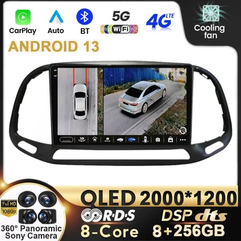 Android 13 Automobilinis radijas Fiat Doblo 2015 - 2019 Multimedia GPS Auto Sekti siuntą Carplay DSP Vaizdo navigacija 4G WIFI DVD QLED BT