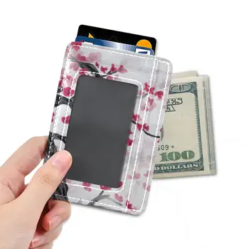 Apsaugos nuo vagystės RFID kredito kortelės apsaugai blokuojanti kortelės turėtojo odos dėklas Apsaugos banko kortelės dėklas Vyšnių medžio monetų piniginė