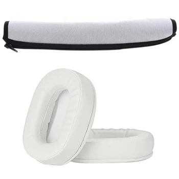 Ausų pagalvėlės Atminties putų ausinių dangtelis, skirtas ATH M50X Technica M40X M30X M20 Balta ir apsauginė galvos juostos dangtelio pagalvėlė
