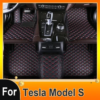 Automobiliniai kilimėliai Tesla Model S 2012~2022 Prabangus kilimas Automobilių salono dalys Grindų pagalvėlė Odinių kilimėlių rinkinys Automobilių aksesuarai Neperšlampamas kilimėlis