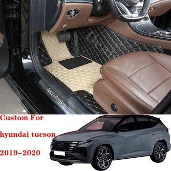 Automobilių grindų kilimėliai Hyundai Tucson 2019 2020 Individualizuotos vandeniui atsparios interjero detalės Kilimai Auto Kojų pagalvėlės Priedai