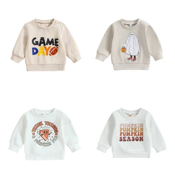 Baby Hoodies Fashion Newborn Boys Girl Casual Graphic Print Round Neck Long Sleeve Pullover Tops Toddler Sweatshirt Streetwear