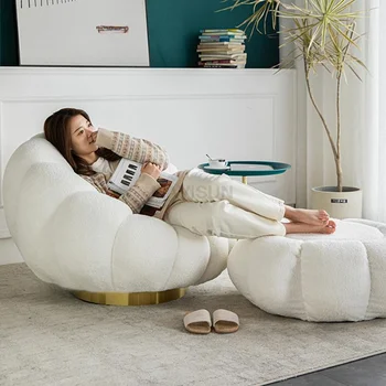 Baltos viengulės atpalaiduojančios sofos kėdės Mažas butas Balkonas Miegamasis Svetainė Miela Šviesi Prabangus Moliūgas Tinginio kėdė Laisvalaikiui