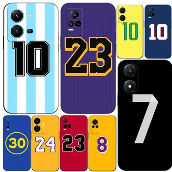 Black Tpu Case For Vivo Y1S U10 S1 2019 PRO Z3i Z1 Z1i Z1X X50 Lite X60 X70 X21S 4G 5G 2020 futbolo krepšinio numeriai