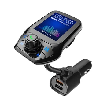 Bluetooth 5.0 FM siųstuvas Automobilinis USB MP3 grotuvas Belaidis laisvų rankų įrangos automobilinis rinkinys su QC3.0 automobilio greituoju įkrovimu