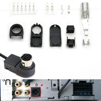 Car 8 Pin garso įvesties AUX kabelis JVC pagrindinio bloko CD / radijo J-LINK lizdams Alpių Ai-Net kištukas 