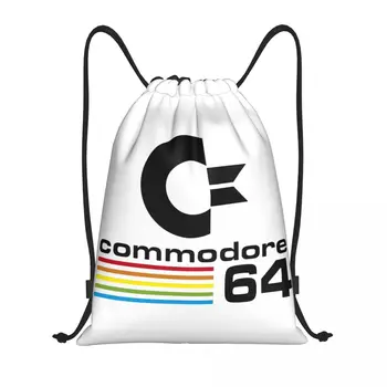 Custom Commodore 64 Sutraukiami krepšiai Vyrai Moterys Lengvas C64 Amiga Computer Sports Gym Laikymo kuprinė