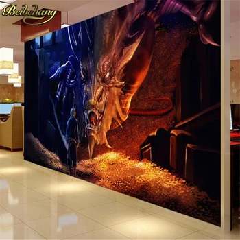 Custom foto freskos drakono sieninis popierius svetainei papel de paede Pterosaur dinozaurų freska tapetai fonas TV grindys