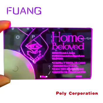 Custom Lazerinis pjovimas šviečianti vestuvių kvietimo kortelė LED dizainas Akrilo metalo vizitinės kortelės tuščia kortelė NFC