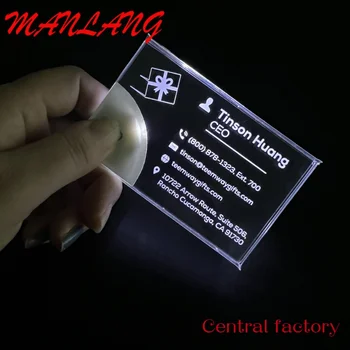 Custom New Acrylic Transparent Business LED kvietimo vardo kortelė su holografine raide