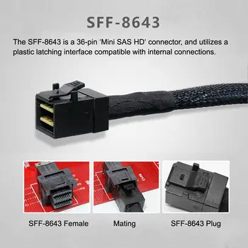 CY PCI-Express 4.0 Mini SAS HD SFF-8643 į Oculink SFF-8611 SFF-8612 PCBA moteriškas adapteris su laikikliu