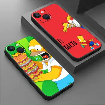 dėklas, skirtas Apple iPhone 15 11 13 14 Pro Max 7 8 Plus X XS XR SE 6 6S Cover 7+ 8+ Juodi minkšti telefonų dėklai Disney Anime The Simpsons