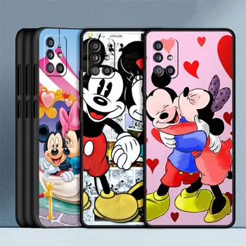 dėklas, skirtas Samsung Galaxy A52 A53 A12 A13 A32 4G A54 5G A50 A51 A71 A23 A33 A21s A70 Telefono dangtelis Juodas apvalkalas Mickey Mouse Minnie