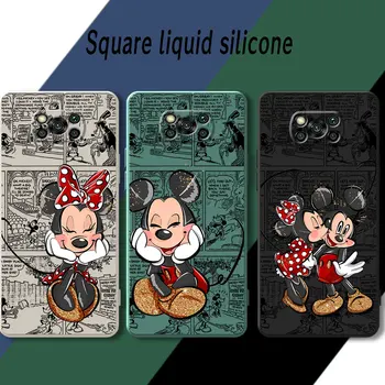 dėklas, skirtas Xiaomi Poco M5s X3 X4 NFC X3 Pro M4 Pro M3 F4 F3 GT M5 C40 X4 GT Soft Square Liquid Cover Disney Mickey Minnie Spausdinti