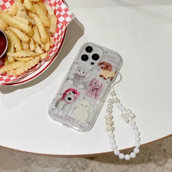 Glitter Doll Vertikalaus rašto telefono dirželio dėklas, skirtas iPhone 11 12 13 14 15ProMax minkštas silikoninis apsauginis smūgiams atsparus dangtelis