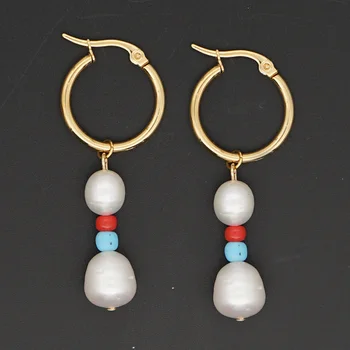 Go2boho Aukštos kokybės gėlavandeniai tikri natūralūs perlų auskarai Rankų darbo ilgi auskarai Mada Moterų papuošalų gamyba didmeninė prekyba