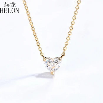 HELON Moissanite Vėrinys Solid 18K Yelow Gold Heart Cut 5mm VVS/DEF Lab Grown Moissanite Diamond Necklace Moterų papuošalų dovana