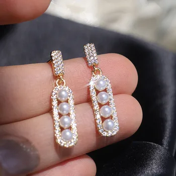 Išskirtiniai paprasti paprasti cirkono perlų aukso spalvos auskarai moterims Asmenybė Mada Dėvėti aksesuarus Vakarėlio papuošalai Gimtadienio dovana