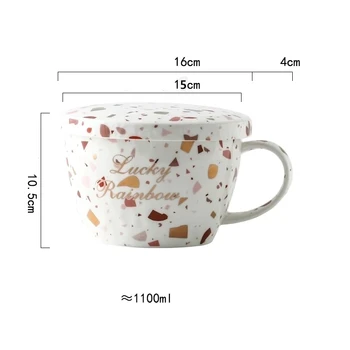 Keramika2024Mug su dangteliu Specialus plyšinis puodelis Pusryčių dubuo Puodelis Puiki dovana arbatos gėrėjams iš Mažas biuras / namų biuras