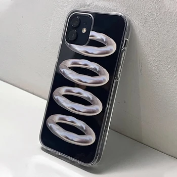 Korėjos skaidrus perlų geometrinis telefono dėklas, skirtas 