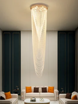 Laiptų šviestuvas Modernus minimalistinis dvipusis vilos pastatas Vidurinis aukštas Didelė svetainė Butas Loftas Krištolas Besisukantis Super
