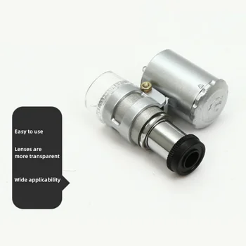Mini 60X mikroskopas su LED šviesa Rankinis didelės raiškos kišeninis papuošalas Nešiojamos valiutos aptikimas Mažas didinamasis stiklas