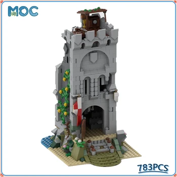 Moc statybiniai blokai Apleistas bokštas Modulinės pilies modelis Techninės plytos 