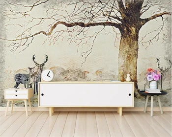Moderni tapetų freska Retro briedis didelis medis peizažas TV miegamojo fonas sieninis popierius namų dekoravimas 3D tapetai