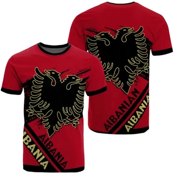 Nauja šalies vėliava Retro Albanija Simbolis NewFashion Vyrai Moterys 3D Spausdinti Vasariniai marškinėliai Trumpomis rankovėmis Laisvalaikio marškinėliai Vyriški drabužiai Viršus