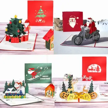 Nauji linksmi kalėdiniai 3D atvirukai Kalėdų eglutė Žiemos dovanų iššokantys atvirukai Kalėdų dekoravimo lipdukai 2023 m. Naujųjų metų sveikinimo atvirukai