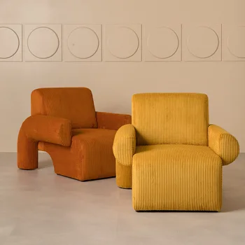 Nordic creative single sofa light luxury simple modern INS retro leisure chair velvetinė audinio sofa tinginio kambario baldams