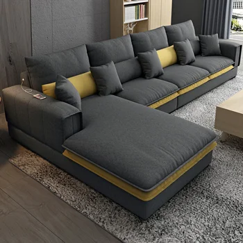 Nordic Luxury Technology audinys kampinis audinys sofos komplektas baldai Lounge svetainės sofos sekcijinė Aksominė moderni l formos sofa