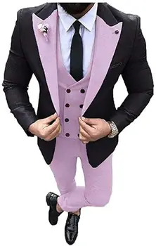 Oficialūs verslo vyrų kostiumai Kostiumas Didžiausias atlapas Jaunikis Vestuviniai vyriški kostiumai Smokingai Terno Masculino Prom Blazer 3 vnt