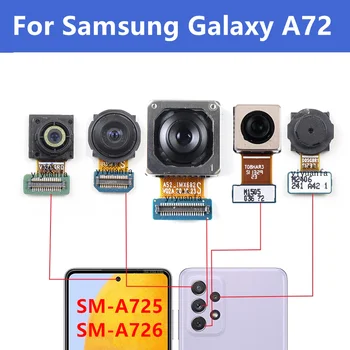 Original skirta Samsung Galaxy A72 SM-A725 A726 4G 5G Priekinė kamera Teleobjektyvas Makro Galinės plačios galinės kameros modulio atsarginės dalys