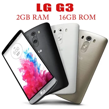 Originalus atrakintas LG G3 D855 4G LTE Mobile 5.5'' 2GB RAM 16GB ROM 13MP+2.1MP Mobilusis telefonas Galinė kamera Keturių branduolių Android išmanusis telefonas