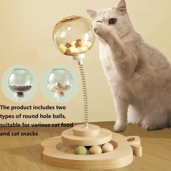 Pet Leaking Food Ball Spring Patefon Cat Toy Pet Training Feeder Track Balls Žaidimai Interaktyvus patefonas žaidžiančioms katėms
